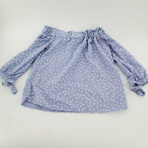 Love Notes‎ Woman's Blue Flowery Long Sleeve Top Blouse S Polyester 100%